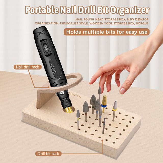 klimonla Nagelbohrer-Organizer aus Holz, 30-Loch, Unisex - Bild 1