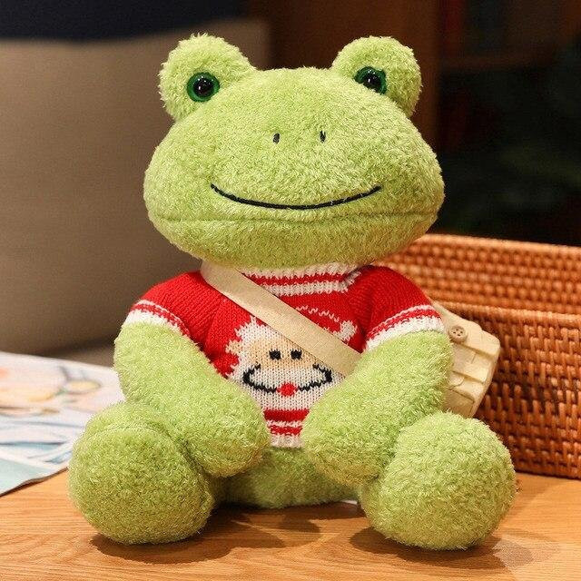 Binchi Keji Travel Netter Frosch Plüschtier, mit Pullover Tasche, 1-teiliges Set - Bild 1