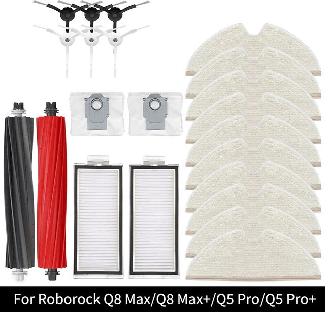 Roborock Ersatzteil-Set für Q8 Max, Q8 Max Plus und Q5 Pro Plus mit Rollenbürsten, Filtern, Mopps und Staubbeuteln in Multicolour - Bild 1