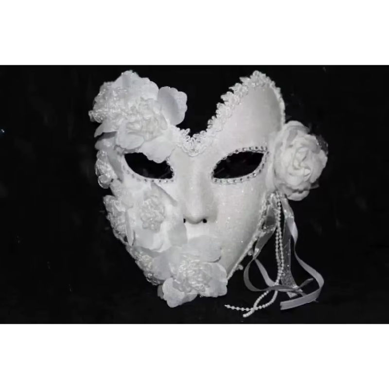 Venezia Nische Maske in Weiß mit Federn und floralen Elementen für Damen und Herren als Cosplay-Zubehör - Bild 2