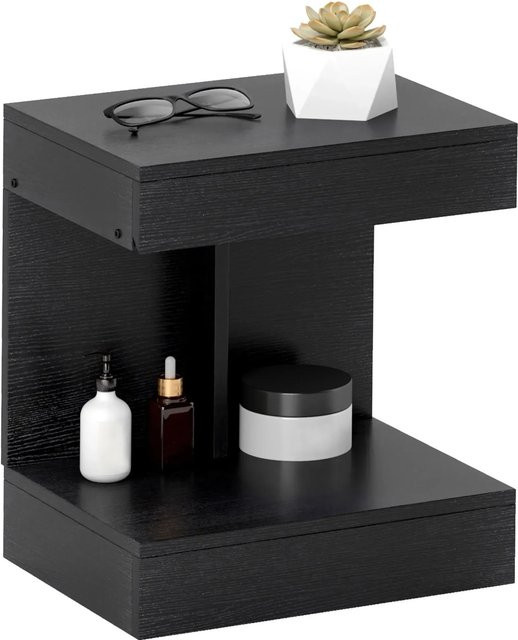 HOMCOM Nachttisch Beistelltisch in Schwarz, modern, Tiefe: 40 cm, Breite: 30 cm, Höhe: 46 cm - Bild 1