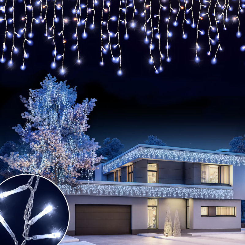 Monzana Regenlichterkette LED Weihnachten in Weiß mit 15m Länge und IP44 Schutz für Innen- und Außenbereich - Bild 3