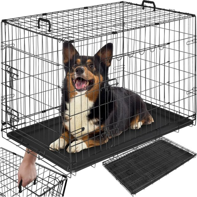 tectake Hundekäfig Luna Gitterbox klappbar Schwarz B/T/H: 91,5 x 59,5 x 64 cm - Bild 1