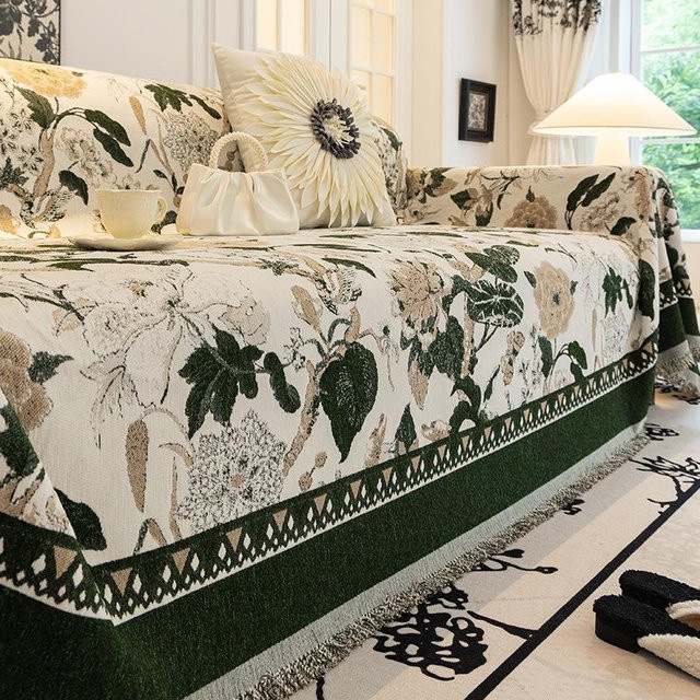 Super Six Chenille Sofabezug mit floralem Design, kratzfest und waschbar, B/B: 180 x 130 cm - Bild 1