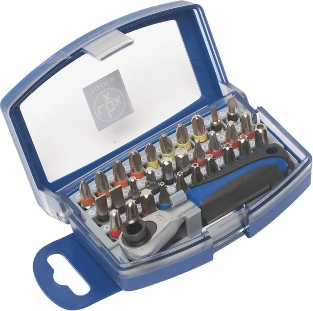 LUX-TOOLS Bitsatz und Ratschengriff Comfort 32-teilig, 6,3 mm (1/4 Zoll), Blau - Bild 1