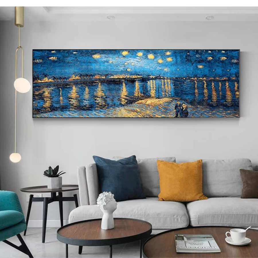 JKPICTURE Wandkunst Sternennacht von Van Gogh als minimalistisches Leinwandposter in Blau - Bild 3