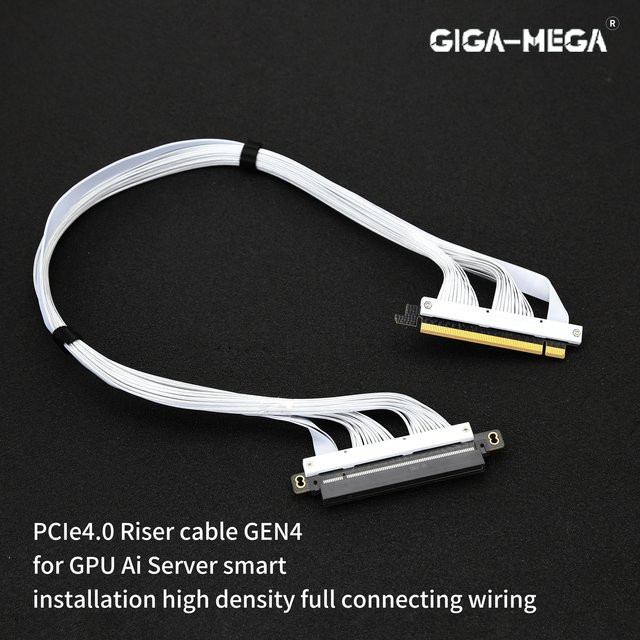 GIGA-MEGA PCIe 4.0 x16 GPU-Riser-Kabel Gen4, hochgeschwindigkeits-abgeschirmtes Verlängerungskabel für Grafikkarten in Schwarz - Bild 1