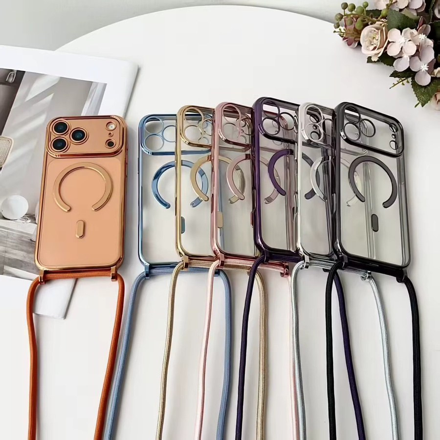 Magnetische transparente Halskette mit Lanyard-Beschichtung für Apple iPhone 17, 15 Pro Max, 14, 13, 12 in Silber/Transparent für MagSafe-Kompatibilität - Bild 3