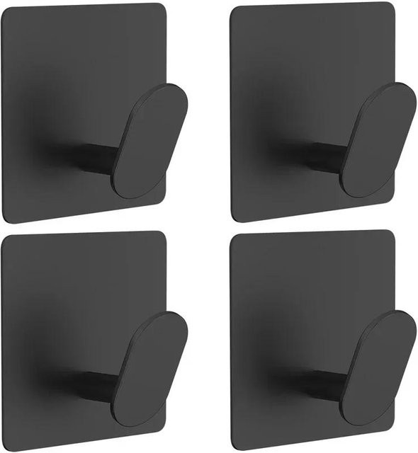 4er-Set selbstklebende Wandhaken aus Edelstahl für Badezimmer und Küche, Mehrzweck-Hängehaken in Schwarz und Silber - Bild 1