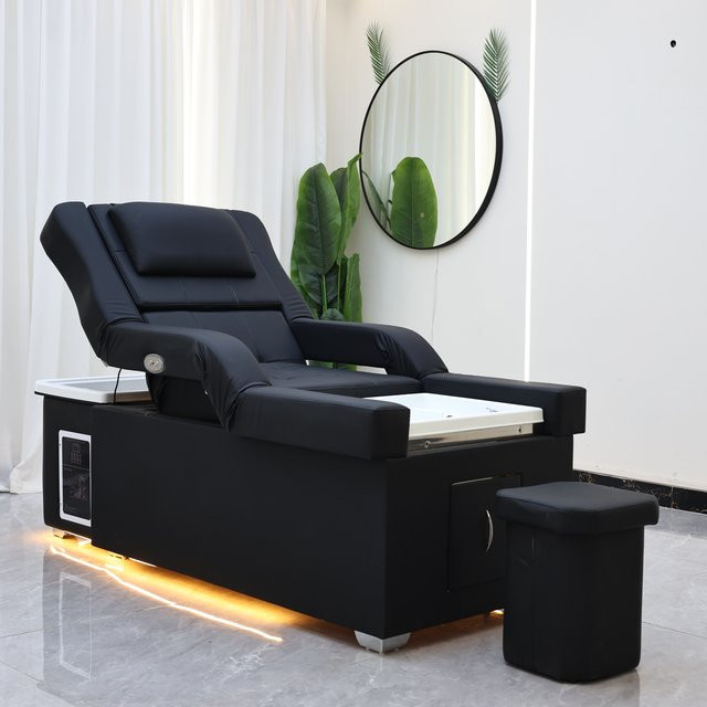 XinSheng Elektrische Massageliege mit Hebefunktion und Shampoo-Liege für Kopf-SPA und Salon, Schwarz - Bild 1