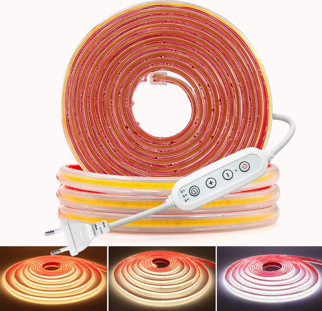 KISUFU COB-LED-Streifen dimmbar mit 220 V, wasserdichtes Klebeband mit 288 LEDs für die Raumdekoration - Bild 1