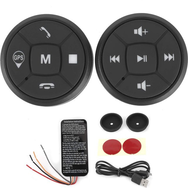 Elerose Drahtloser Lenkradbedienungsschalter mit Bluetooth für Radio, Lautstärke und GPS in Schwarz - Bild 1
