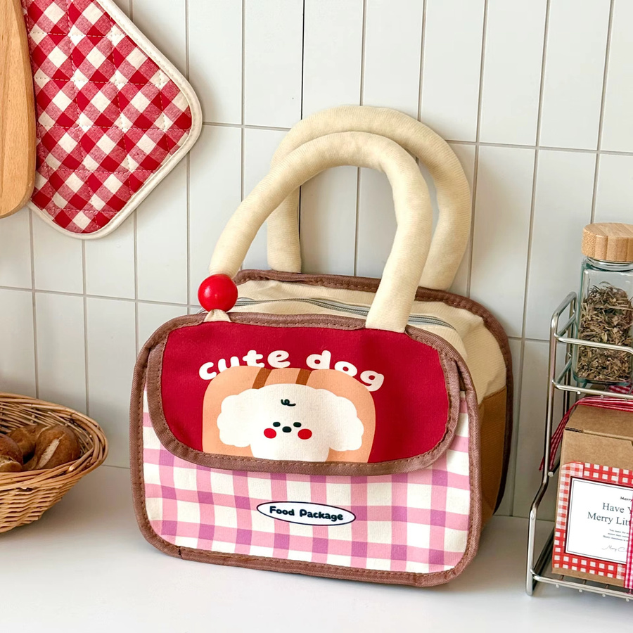 Isolierte Lunchbox-Tasche mit niedlichem Welpenmotiv in Mehrfarbig, wasserdichte Aufbewahrungstasche mit großer Kapazität für Studenten und Büroangestellte - Bild 3