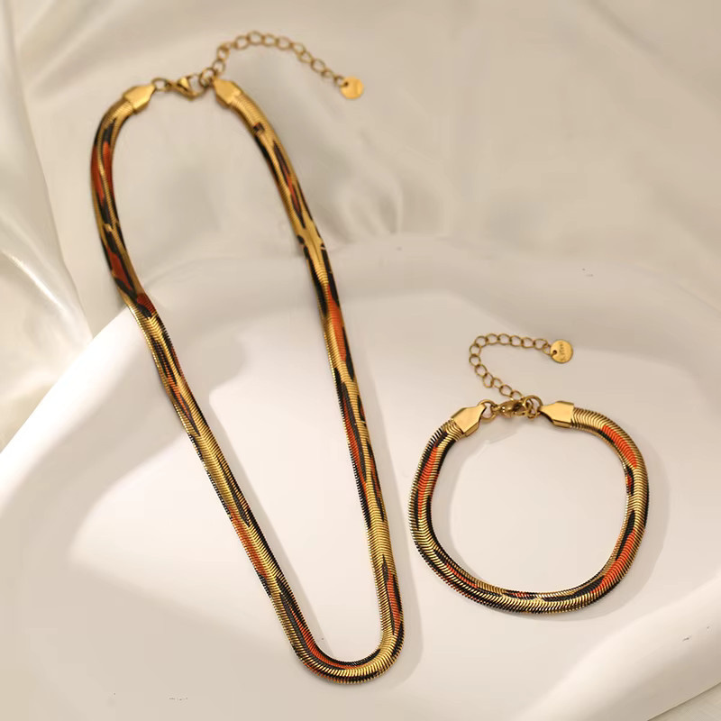 EILIECK Schmuck-Set Halskette und Armband, Edelstahl, Gold, Damen - Bild 3