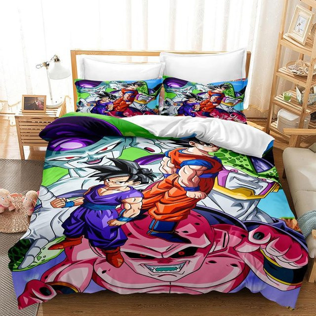 Binchi Fitness Dragon Ball Bettwäscheset mit Goku Super Saiyan 3D-Druck, 3-teilig, B/H: 260 x 240 cm, Mehrfarbig - Bild 1