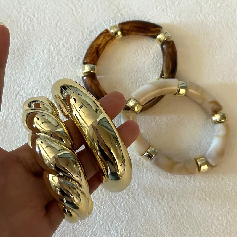 AY Armreif Set, Harz, Gold, braun, Damen - Bild 3