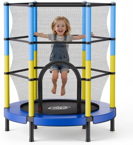 VEVOR Mini Trampolin, Blau Gelb, 140 cm, mit Sicherheitsnetz - Bild 1