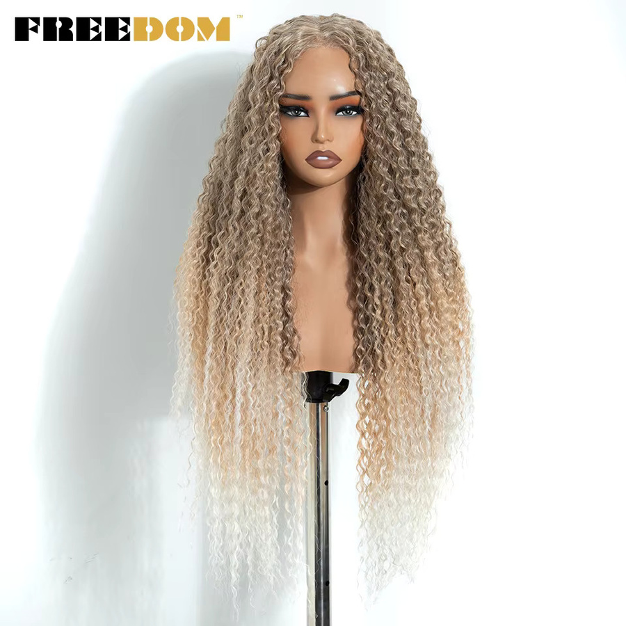 Freedom Lockige Wellen-Synthetik-Lace-Front-Perücke, Ombre Braun Blond, Damen - Bild 3