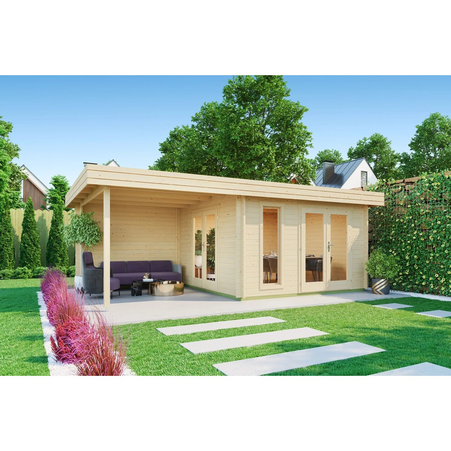 Lasita Blockbohlenhaus Anders in Natur/Unbehandelt mit Außenmaß B: 6688 cm, H: 233,7 cm, T: 414,8 cm - Bild 2