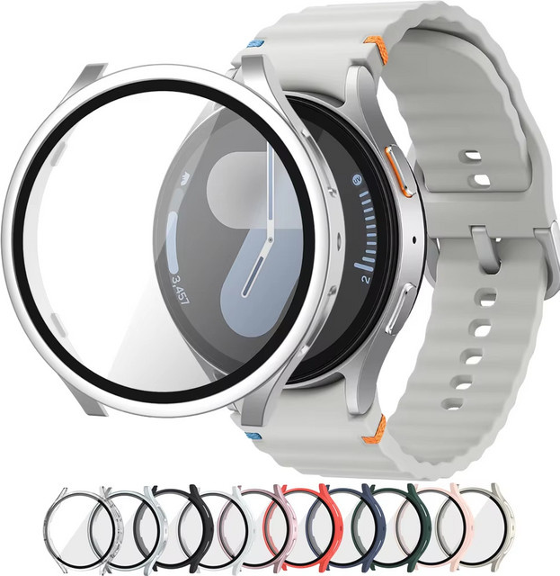 Displayschutzfolie für Samsung Galaxy Watch Case 7/6/5/4, gehärtetes Glas, Schwarz, Unisex - Bild 1