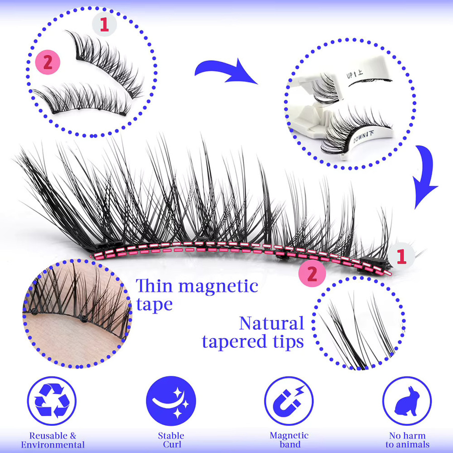 DUTRIEUX Magnetische Wimpern und Pinzetten-Set, künstliche Nerz-Wimpern, Unisex - Bild 1