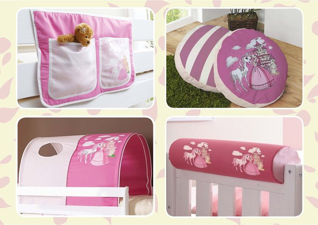 TiCAA Kinder Hochbett Zubehör Set 4-teilig in Pink - Bild 1