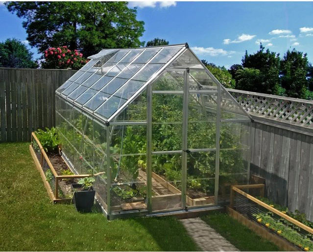 Palram - Canopia Gewächshaus Silber mit Fundamentrahmen und Regenrinnen aus Polycarbonat, 9 m² - Bild 1