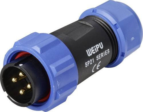 Weipu SP2110 Rundstecker Stecker SP21 Serie, 4-polig, Blau - Bild 1