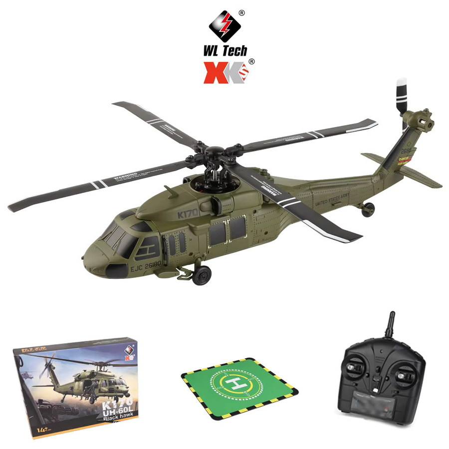 JIKEFUN Black Hawk Ferngesteuerter Hubschrauber, RC Simulationsmodell, Schwarz, Grün - Bild 5