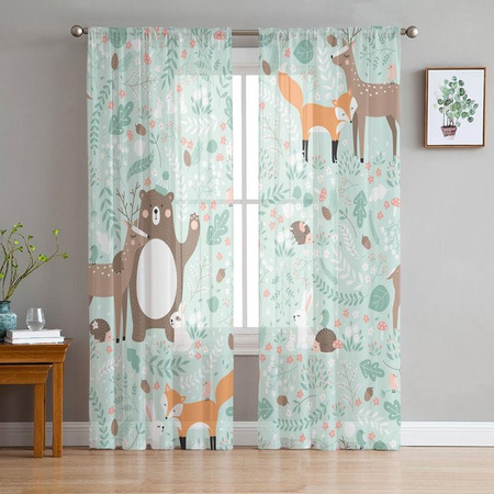 Super Six Boho Igel Tüllvorhang aus Chiffon, transparent, B: 135 cm, H: 114 cm
