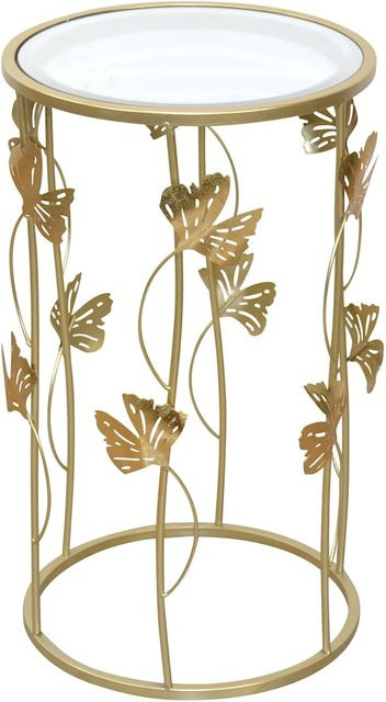 Beistelltisch Jürgen Möbel direkt online goldfarben mit Spiegelglasplatte, Durchmesser: 60 cm, Höhe: 34 cm - Bild 1