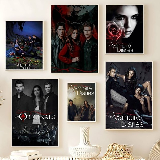 The Vampire Diaries Cartoon-Poster Retro Wandkunst in Multicolour B/H/T: 20 x 20 x 0,15 cm - Bild 1