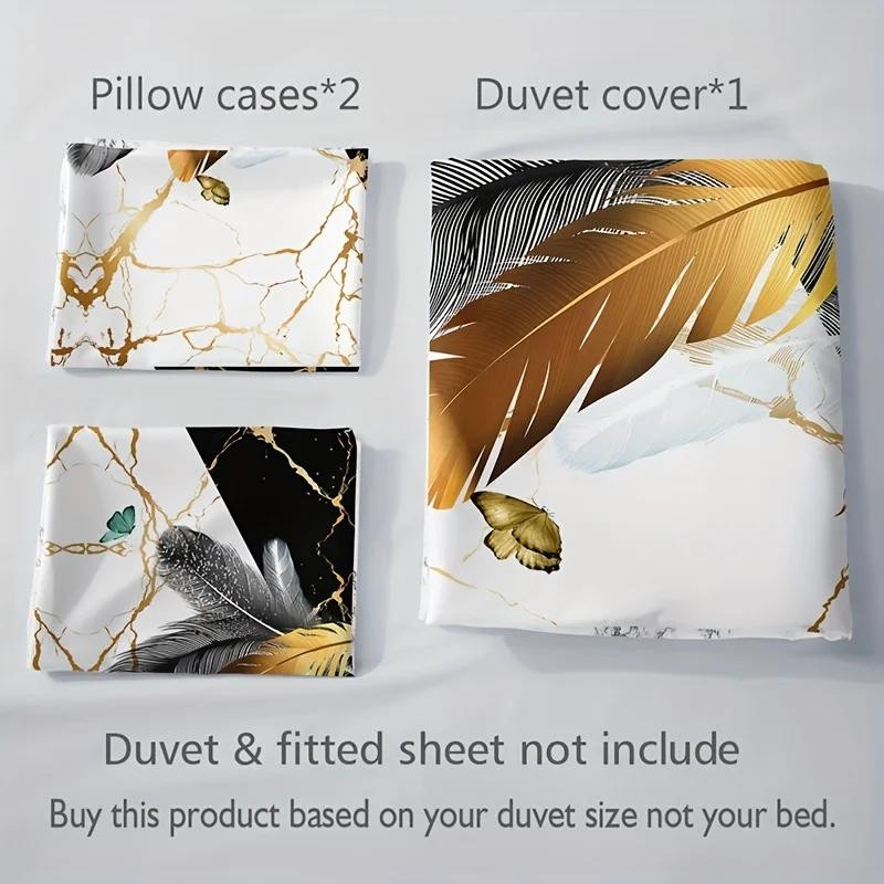Bettbezug-Set von Binchi Outdoor Product mit Marmor-Federdruck in Multicolour, weiches Mikrofaser-Set für Schlafzimmer und Gästezimmer, B/H: 135 x 200 cm - Bild 5