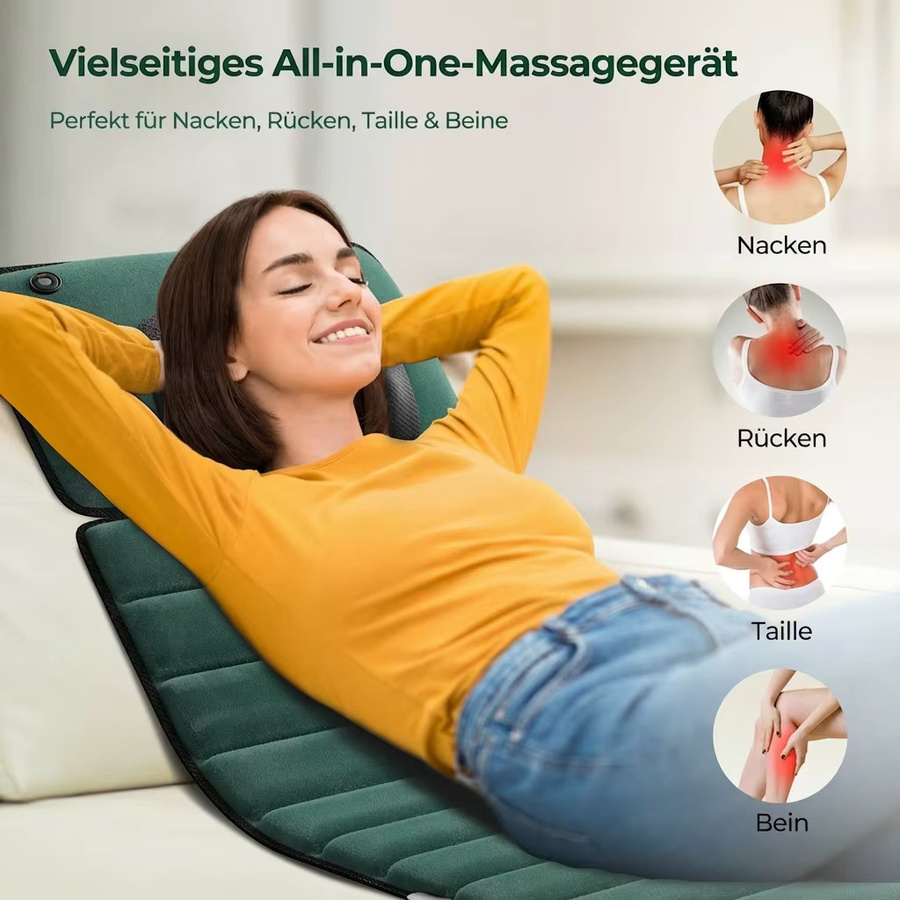 HIMOUTA Shiatsu Ganzkörper-Massagematte mit abnehmbarem Massagekissen zur Schmerzlinderung für Rücken, Nacken und Beine in Grün - Bild 4