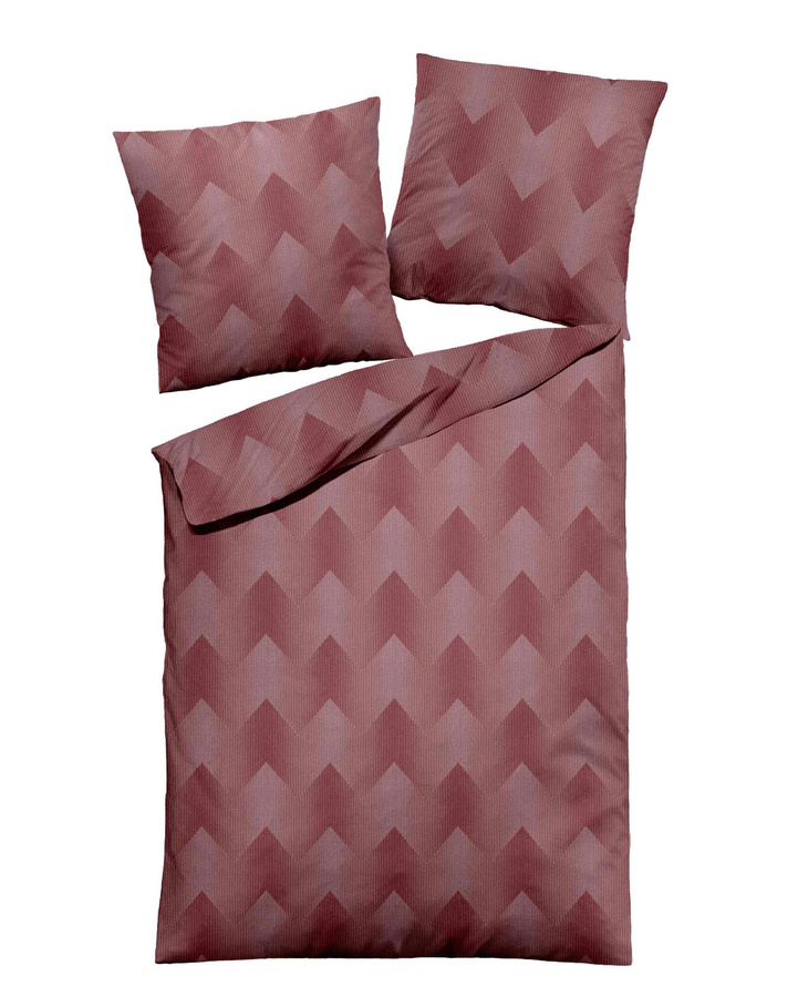 Dormisette Fein Flanell Bettwäsche aus Baumwolle in Rot Uni Melange, bestehend aus Bettbezug und Kissenbezug, B/H: 155 x 220 cm und 80 x 80 cm - Bild 1