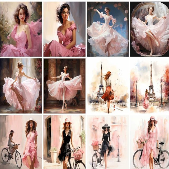 GATYZTORY Malen nach Zahlen Set mit Frauenfigur in Rosa, Acryl Leinwand für Wandkunst, B: 60 cm, H: 75 cm - Bild 1