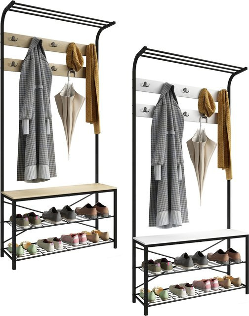 VCM Garderobe Taliro im Industrie Style mit Schuhregal und Sitzbank, Schwarz, H x B x T: 190 x 90 x 30 cm - Bild 1