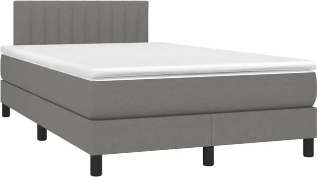 vidaXL Boxspringbett mit Matratze in Dunkelgrau, Hybridbett mit LED-Unterbettbeleuchtung und USB-Ladeport, B/T: 120 x 200 cm - Bild 1