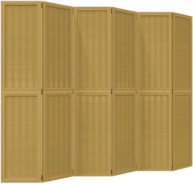 vidaXL Raumteiler 6-teilig aus Paulownia-Massivholz und Bambus in Braun, H: 180 cm, B: 215 cm, T: 1,6 cm - Bild 1