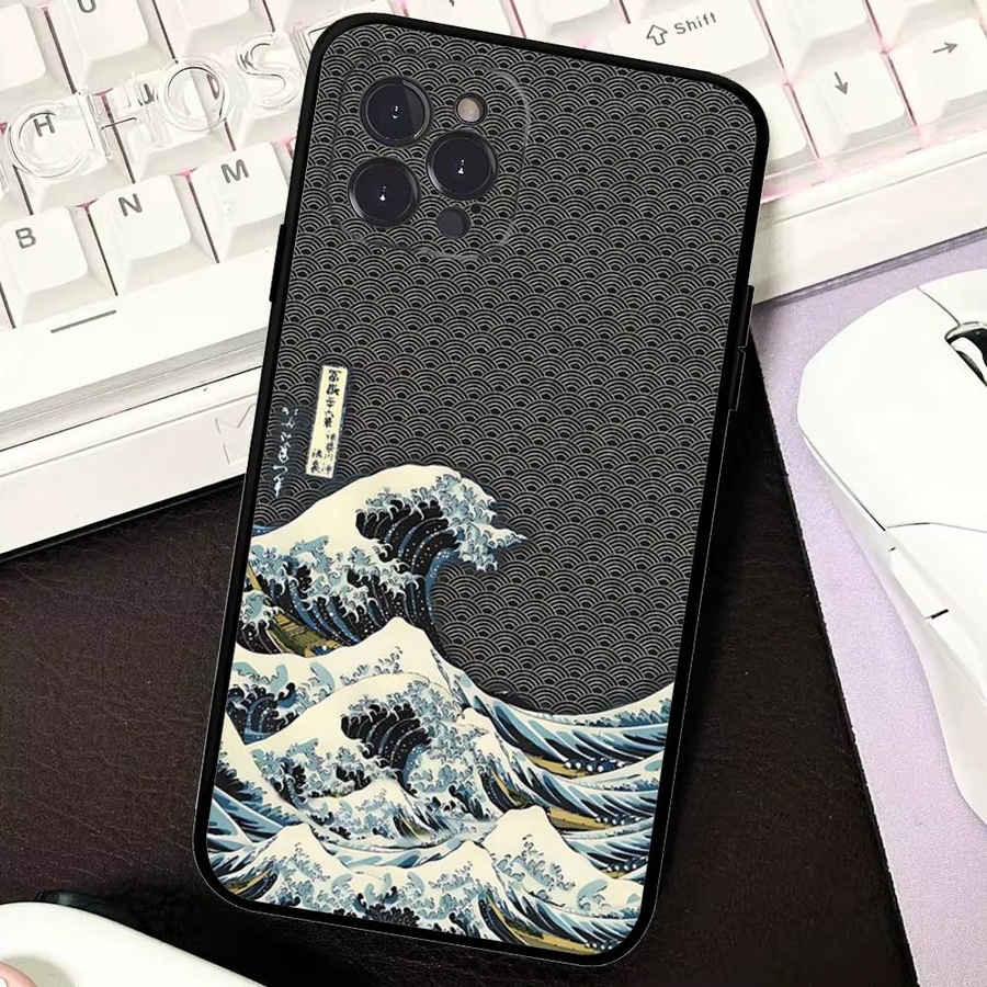 Kanagawa Great Wave Anime Silikon Handyhülle für iPhone 11 bis iPhone 17 Pro Max Plus Multicolor - Bild 3