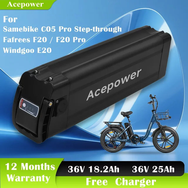 Fafrees E-Bike Akku 36V 18Ah 25Ah für Fafrees F20 Pro Samebike C05 Pro und Windgoo E20 in Schwarz - Bild 1