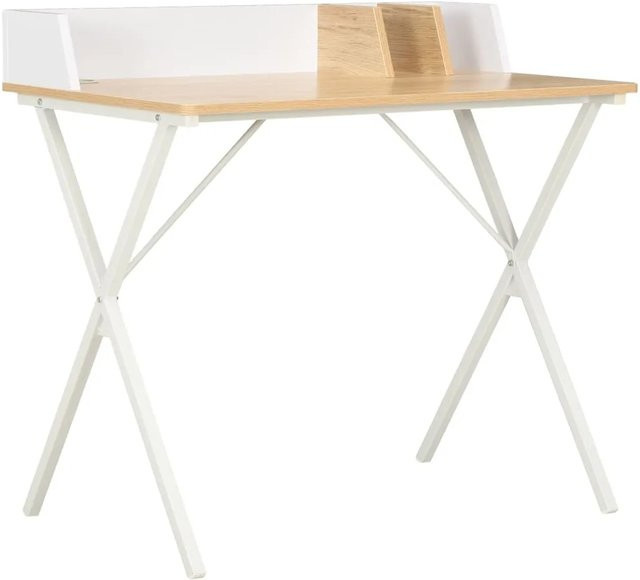 vidaXL Schreibtisch Modern in Weiß und Natur, B/T/H: 80 x 50 x 84 cm - Bild 1