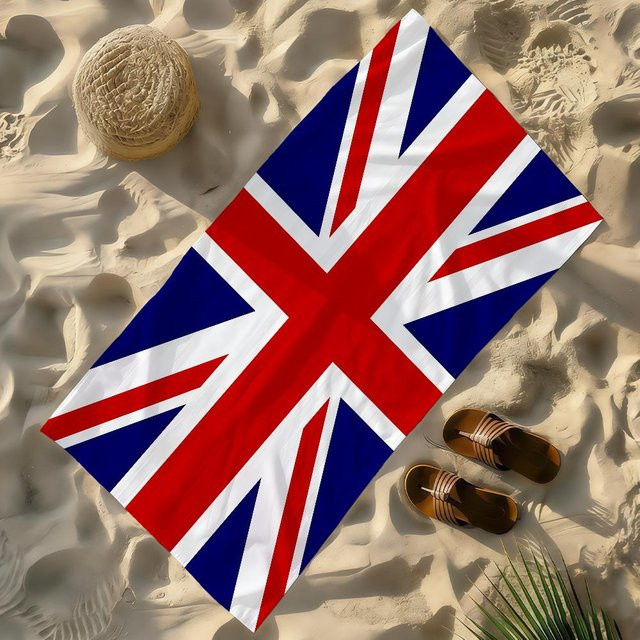 Ka Chen Mutong Strandtuch UK England Flagge Design, schnelltrocknend und sandabweisend, rot-weiß, Breite: 30 cm, Höhe: 60 cm - Bild 1