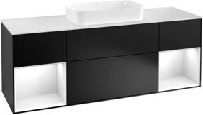 V&B Waschtischunterschrank Finion mit Wandbeleuchtung, Breite: 160 cm, Farbe: Weiß lackiert - Bild 1