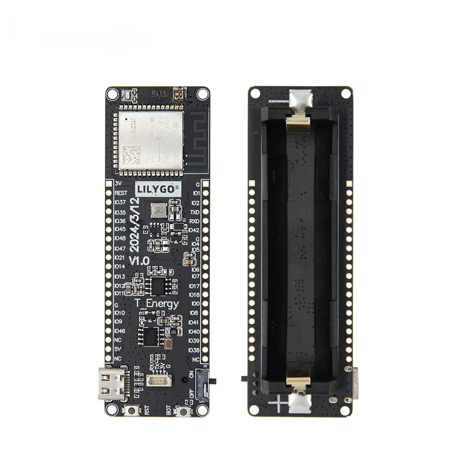 LILYGO T-Energy-S3 ESP32-S3 Entwicklungsboard mit 16MB Flash, WiFi und Bluetooth, inklusive Ladechip und 18650 Batteriehalter, Schwarz - Bild 3