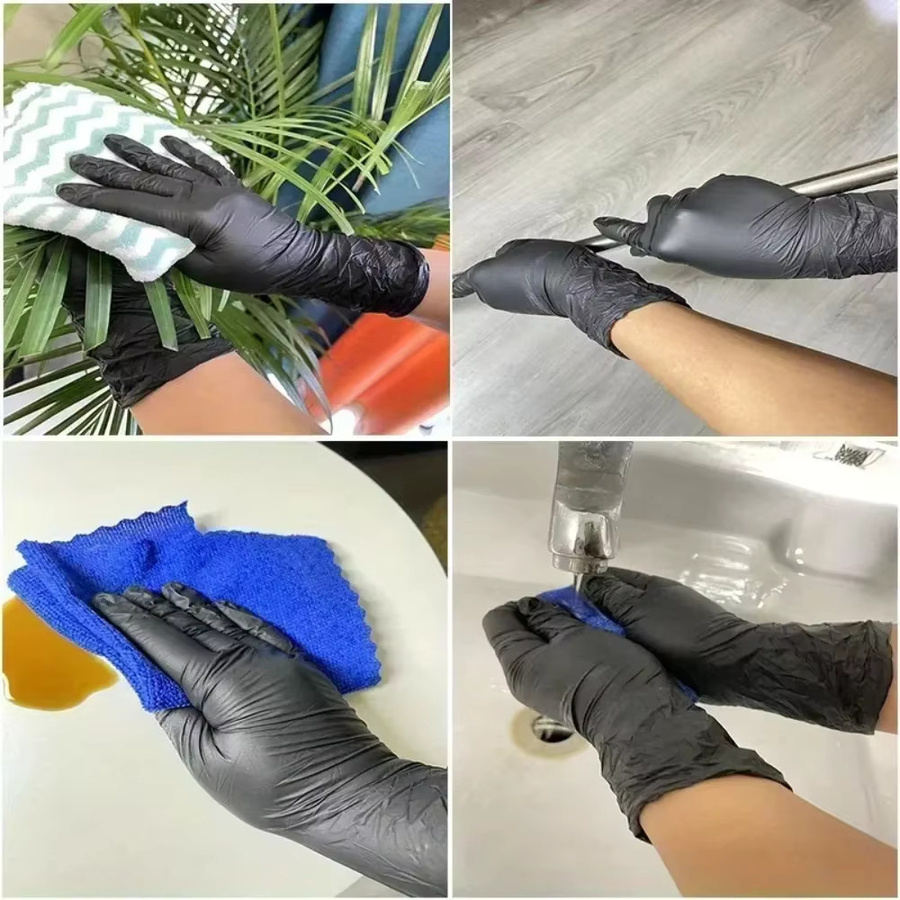 VTMANMNS Einweghandschuhe aus Nitril-PVC in Schwarz, wasserdicht und rutschfest für Hausarbeit, Gartenarbeit und Reinigung - Bild 4