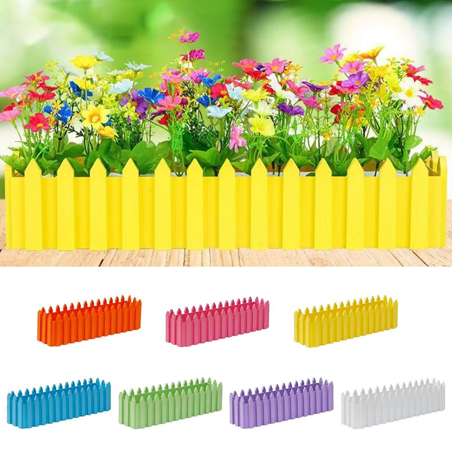 Rechteckige Zaun-Blumentöpfe für den Gemüsegarten in Pink und Multicolour, B/T/H: 29,5 x 9,0 x 8,5 cm - Bild 5