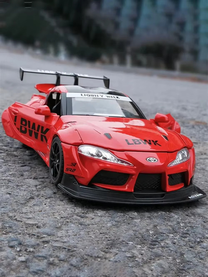 MAKEDA Supra-Modellauto, Maßstab 1:22, Metall, Licht und Sound, Rot - Bild 5