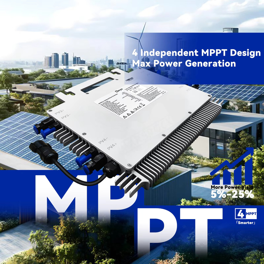 Deye 2000W MPPT Solar-Mikrowechselrichter in Silber mit Anti-Rückfluss-Funktion für 4 PV-Module von 210–700W und IP67-Schutz - Bild 3