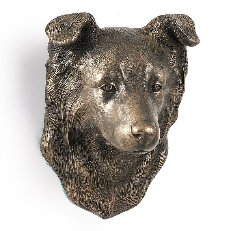 Art-Dog Border Collie Hundestatue als hängende Büste in Braun aus Kunstharz und Metall - Bild 4